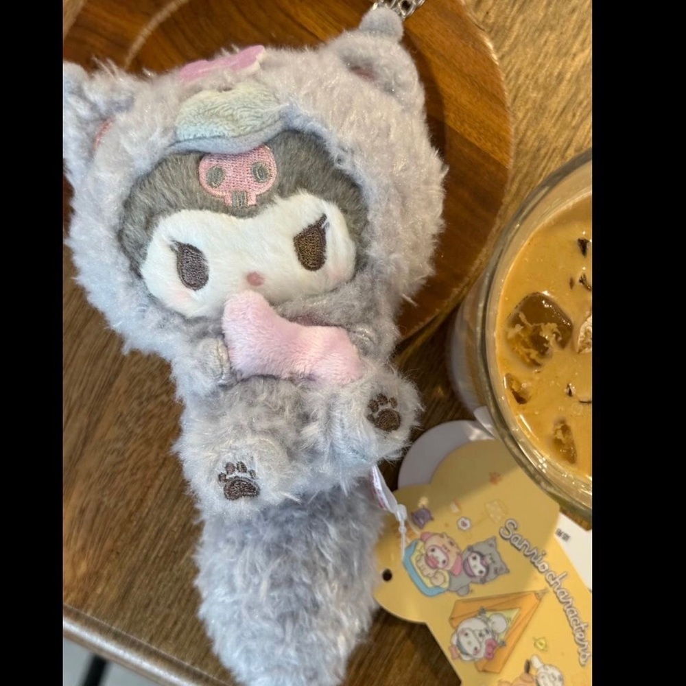 Fuzzy Gray and Pink Cat Headpiece with Plush Ears - Picture 3 of 5